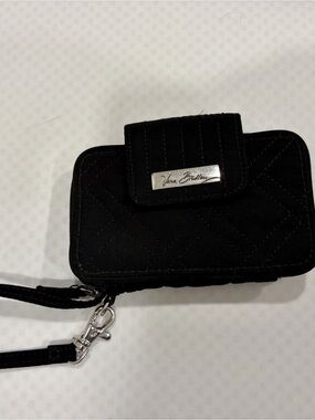Vera Bradley Black Quilted Wristlet Clutch with Silver Hardware